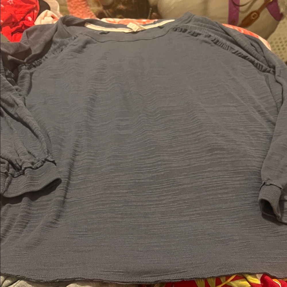 Elegant Long Sleeve Women's Top in Slate Blue